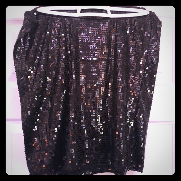 Plus Size, Black Sequin Mini Skirt